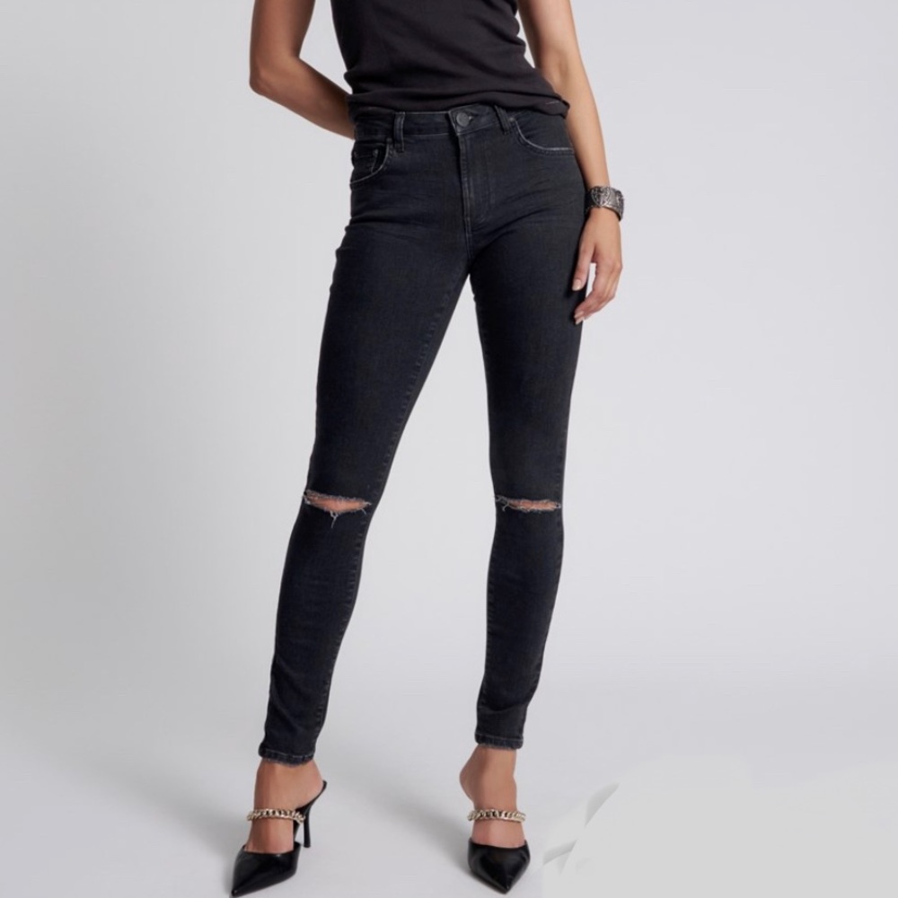One Teaspoon BLACK STRETCH FREEBIRDS II HIGH WAIST SKINNY JEANS, Size 25